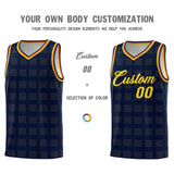 Custom Navy Gold Trailblazer Dot Pattern Sports Uniform Basketball Jersey