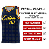 Custom Navy Gold Trailblazer Dot Pattern Sports Uniform Basketball Jersey
