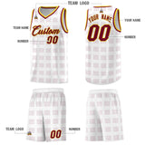 Custom White Crimson Trailblazer Dot Pattern Sports Uniform Basketball Jersey