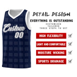 Custom Navy White Trailblazer Dot Pattern Sports Uniform Basketball Jersey