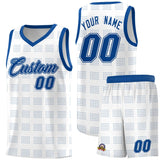 Custom White Royal Trailblazer Dot Pattern Sports Uniform Basketball Jersey
