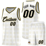 Custom White Old Gold Trailblazer Dot Pattern Sports Uniform Basketball Jersey