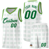 Custom White Kelly Green Trailblazer Dot Pattern Sports Uniform Basketball Jersey