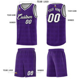 Custom Purple Black Trailblazer Dot Pattern Sports Uniform Basketball Jersey
