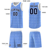 Custom Light Blue White Trailblazer Dot Pattern Sports Uniform Basketball Jersey