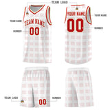 Custom White Red Trailblazer Dot Pattern Sports Uniform Basketball Jersey