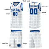 Custom White Royal Trailblazer Dot Pattern Sports Uniform Basketball Jersey