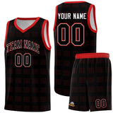 Custom Black Red Trailblazer Dot Pattern Sports Uniform Basketball Jersey