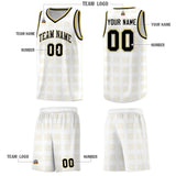 Custom White Old Gold Trailblazer Dot Pattern Sports Uniform Basketball Jersey