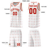 Custom White Red Trailblazer Dot Pattern Sports Uniform Basketball Jersey
