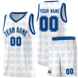 Custom White Royal Trailblazer Dot Pattern Sports Uniform Basketball Jersey
