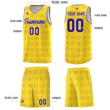 Custom Gold Purple Trailblazer Dot Pattern Sports Uniform Basketball Jersey