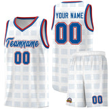 Custom White Royal Trailblazer Dot Pattern Sports Uniform Basketball Jersey