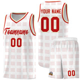 Custom White Red Trailblazer Dot Pattern Sports Uniform Basketball Jersey