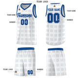 Custom White Royal Trailblazer Dot Pattern Sports Uniform Basketball Jersey