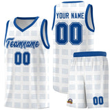 Custom White Royal Trailblazer Dot Pattern Sports Uniform Basketball Jersey