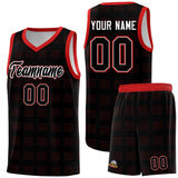 Custom Black Red Trailblazer Dot Pattern Sports Uniform Basketball Jersey