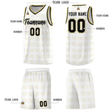 Custom White Old Gold Trailblazer Dot Pattern Sports Uniform Basketball Jersey