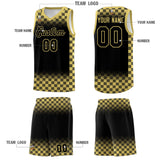 Custom Black Old Gold Classic Plaid Pattern Sports Uniform Basketball Jersey