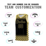 Custom Black Old Gold Classic Plaid Pattern Sports Uniform Basketball Jersey