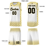 Custom White Old Gold Classic Plaid Pattern Sports Uniform Basketball Jersey