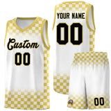 Custom White Old Gold Classic Plaid Pattern Sports Uniform Basketball Jersey
