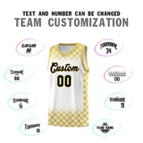 Custom White Old Gold Classic Plaid Pattern Sports Uniform Basketball Jersey