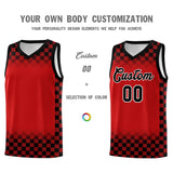 Custom Red Black Classic Plaid Pattern Sports Uniform Basketball Jersey
