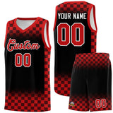 Custom Black Red Classic Plaid Pattern Sports Uniform Basketball Jersey