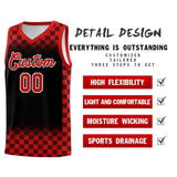 Custom Black Red Classic Plaid Pattern Sports Uniform Basketball Jersey