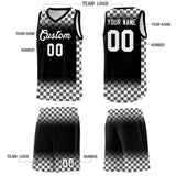 Custom Black White Classic Plaid Pattern Sports Uniform Basketball Jersey