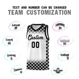 Custom White Black Classic Plaid Pattern Sports Uniform Basketball Jersey