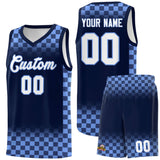 Custom Navy Light Blue Classic Plaid Pattern Sports Uniform Basketball Jersey