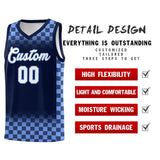 Custom Navy Light Blue Classic Plaid Pattern Sports Uniform Basketball Jersey