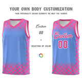 Custom Light Blue Pink Classic Plaid Pattern Sports Uniform Basketball Jersey