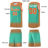 Custom Bright Green Orange Classic Plaid Pattern Sports Uniform Basketball Jersey