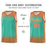 Custom Bright Green Orange Classic Plaid Pattern Sports Uniform Basketball Jersey