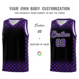 Custom Black Purple Classic Plaid Pattern Sports Uniform Basketball Jersey