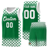 Custom Kelly Green White Classic Plaid Pattern Sports Uniform Basketball Jersey