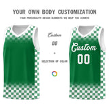 Custom Kelly Green White Classic Plaid Pattern Sports Uniform Basketball Jersey