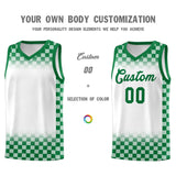 Custom White Kelly Green Classic Plaid Pattern Sports Uniform Basketball Jersey