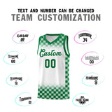Custom White Kelly Green Classic Plaid Pattern Sports Uniform Basketball Jersey