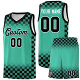 Custom Bright Green Black Classic Plaid Pattern Sports Uniform Basketball Jersey