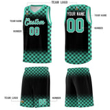 Custom Black Bright Green Classic Plaid Pattern Sports Uniform Basketball Jersey