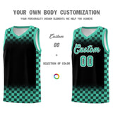 Custom Black Bright Green Classic Plaid Pattern Sports Uniform Basketball Jersey