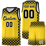 Custom Gold Black Classic Plaid Pattern Sports Uniform Basketball Jersey