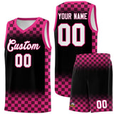 Custom Black Pink Classic Plaid Pattern Sports Uniform Basketball Jersey