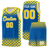 Custom Royal Gold Classic Plaid Pattern Sports Uniform Basketball Jersey