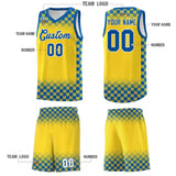 Custom Gold Royal Classic Plaid Pattern Sports Uniform Basketball Jersey