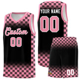 Custom Black Light Pink Classic Plaid Pattern Sports Uniform Basketball Jersey